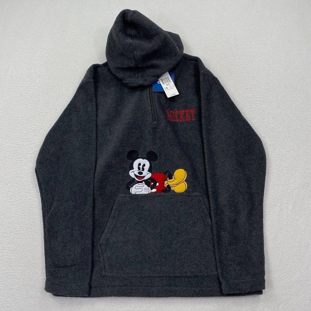 Vintage Disney Mickey Mouse Zip Hoodie Sweatshirt Sz Womens S Gray Microfleece